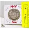 Image 1 : 1945 CANADA SILVER HALF DOLLAR COIN
