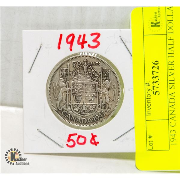 1943 CANADA SILVER HALF DOLLAR COIN