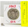 1943 CANADA SILVER HALF DOLLAR COIN