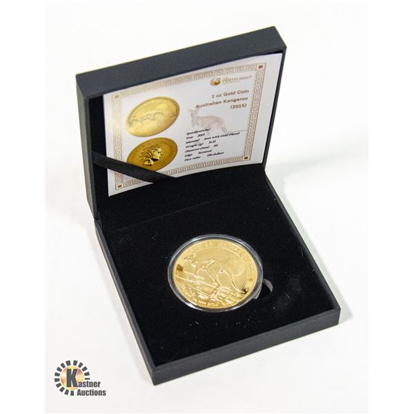 THE PERTH MINT 1 OZ IRON AUSTRALIA GOLD PLATED