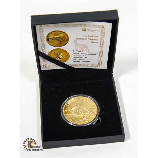 THE PERTH MINT 1 OZ IRON AUSTRALIA GOLD PLATED