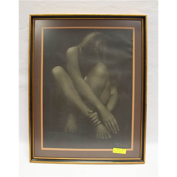 JOY AROUS VINTAGE 23" X 29" WOODEN FRAMED AND