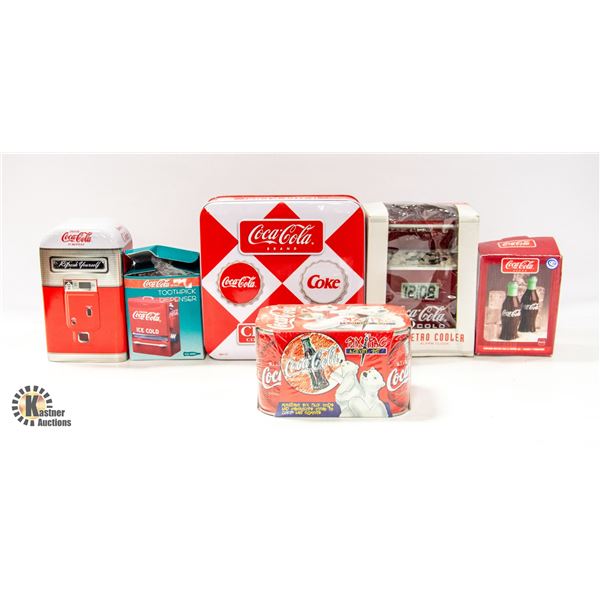 FLAT OF COCA COLA COLLECTABLES, COOLER ALARM