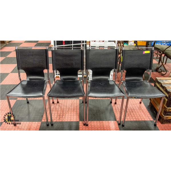 4 METAL FRAMED CHAIRS TOGETHER
