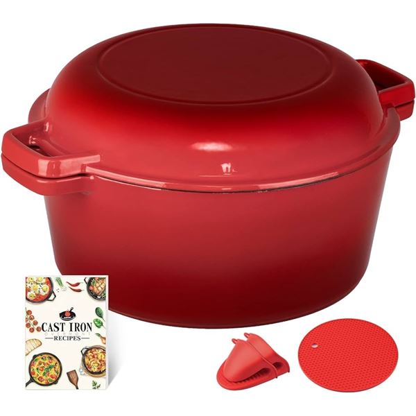 NEW OVERMONT ENAMELED CAST IRON DUTCH OVEN WITH