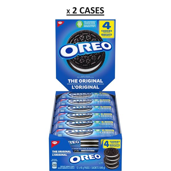 NEW 2 BOXES WITH 12 PACKS OF OREOS THE ORIGINAL