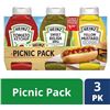 Image 1 : NEW HEINZ PICNIC PACK OF 3 X 375ML BOTTLES OF