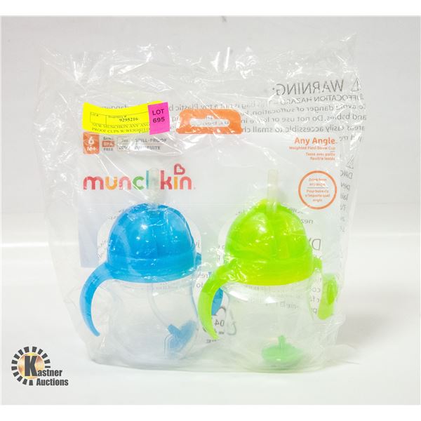 NEW MUNCHKIN ANY ANGLE SPILL PROOF CUPS W/WEIGHTED