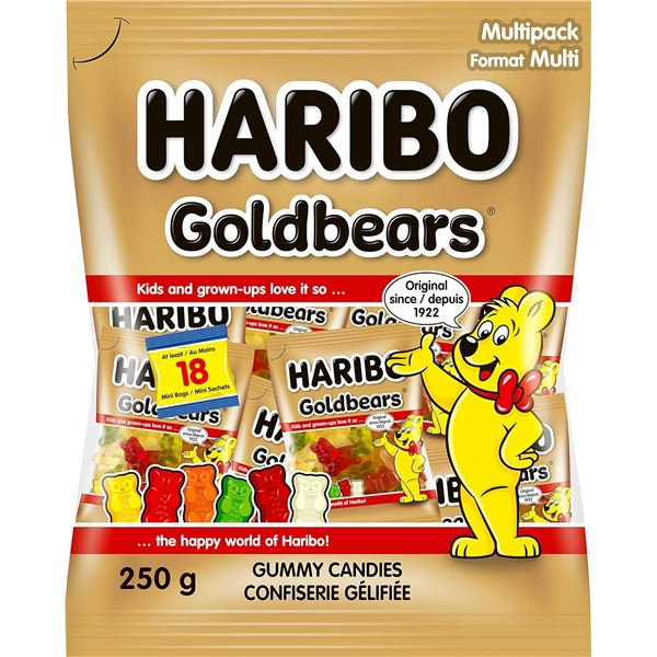 3 NEW BAGS OF HARIBO GOLDBEARS 250G PER BAG - AT