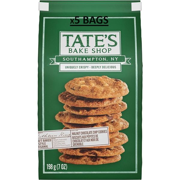 NEW 5 BAGS OF TATE'S BAKE SHOP WALNUT CHOCOLATE