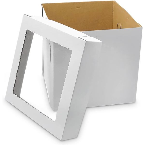 NEW 10 PCS WHITE CORRUGATED CAKE BOXES 8 X 8 X 10"