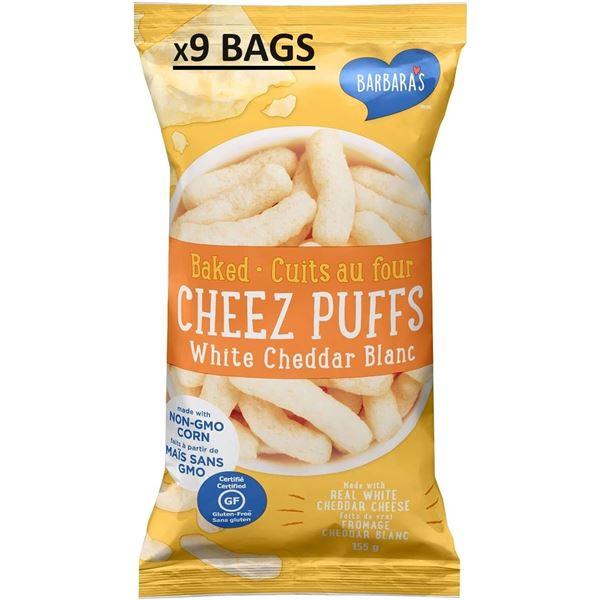 NEW CASE WITH 9 BAGS OF BAKED CHEEZ PUFFS