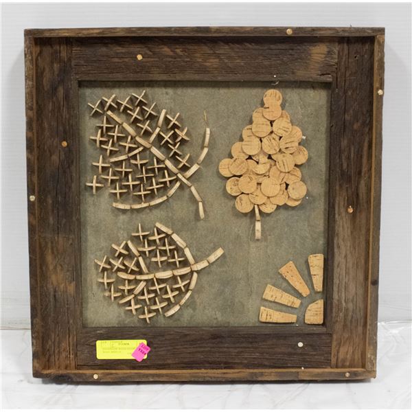 HANDMADE WOOD FRAMED CORK WALL DISPLAY