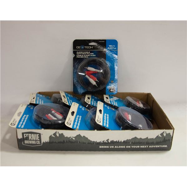 FLAT OF NEW PACKS OF AUDIO CABLE RCA PLUGS