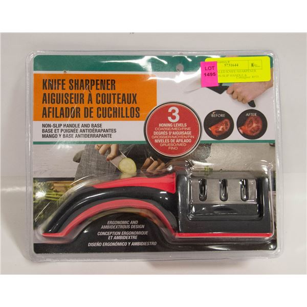 NEW SEALED KNIFE SHARPENER WITH NON-SLIP HANDLE &
