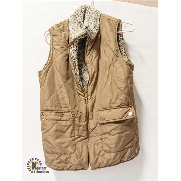FAUX FUR LINED VEST WITH POCKETS