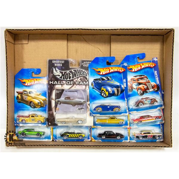 FLAT WITH 10 NEW HOTWHEELS DIECAST CARS/