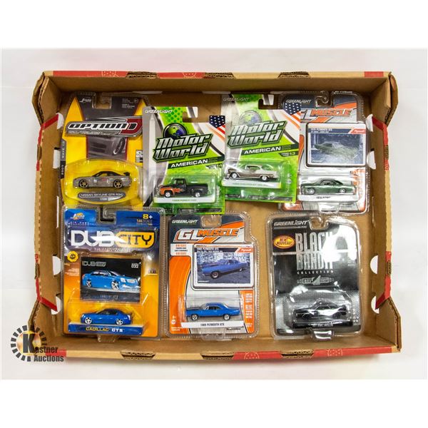FLAT WITH COLLECTION OF NEW DIECAST CARS/