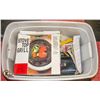 STORAGE TOTE W/SERVING TRAY, STOVETOP GRILL + MORE