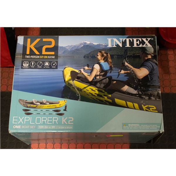 Intex Explorer K2 Kayak gonflable jaune pour 2 personnes avec rames et pompe à air (lot de 2 Intex Explorer K2 Kayak gonflable jaune pour 2 personnes avec rames et pompe à air (lot de 2