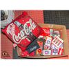 Image 1 : LOT OF COCA COLA COLLECTABLES, PILLOW, OVEN MITTS