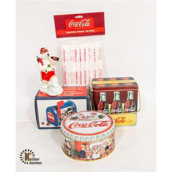 LOT OF COCA COLA COLLECTABLES, STRAWS