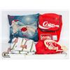 Image 1 : FLAT OF COCA COLA COLLECTABLES, PILLOW BED SHEETS