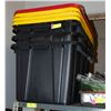 4 HEAVY DUTY 102LTR TOTES WITH LIDS