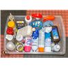 Image 1 : CLEAR STORAGE TOTE WITH ASSORTMENT OF