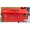 Image 1 : RED "INTERNATIONAL" STEEL TOOLBOX WITH TRAY,