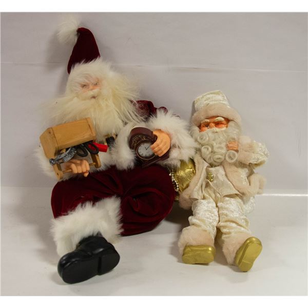 2 DECORATIVE SITTING SANTA DISPLAY PIECES 16 INCH