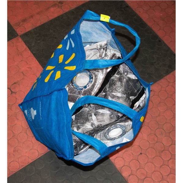 PAIR OF CUSTOM MADE GREY VELOUR AND BLACK SHEER