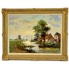 Image 1 : Windmill Landscape Painting, Framed    [148532]