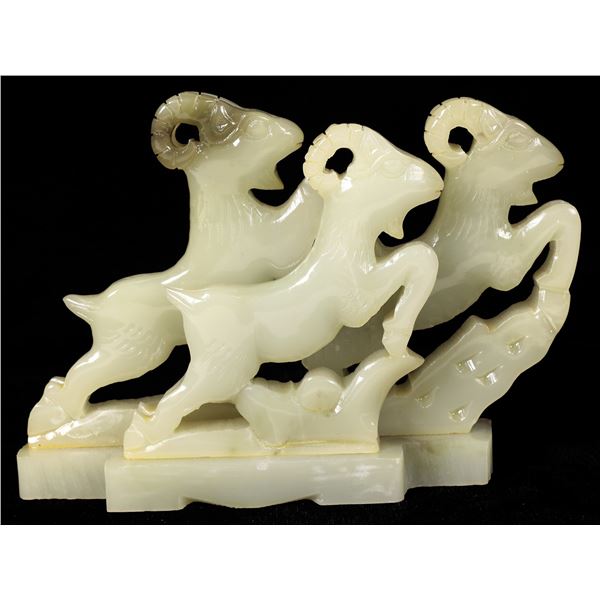 Jadeite Chinese 3 Ram Carving    [172995]