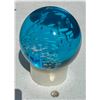 Image 2 : Art Glass Sphere - Blue w/White Clouds    [171953]