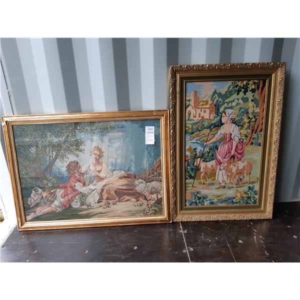 Framed Needle Point Art Cat B