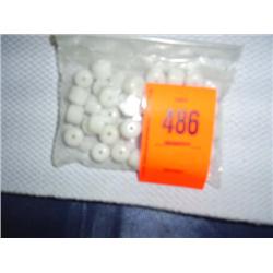 40 11mm barrel shaped white glass beads