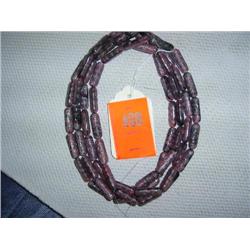 64 8mm X 25mm purple and black glass beads