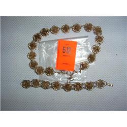 1 sterling silver rose necklace & bracelet, 122 grams