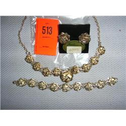 1 sterling silver rose necklace, bracelet & earrings