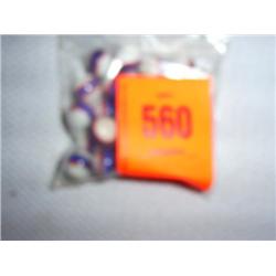 25 12mm white glass beads with blue and orange bands