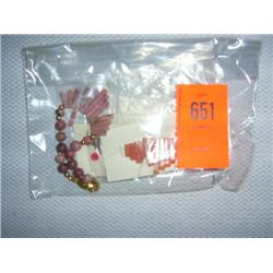 4 small semi-precious "stone fan center pieces". Includes one bracelet with gold-fill clasp.