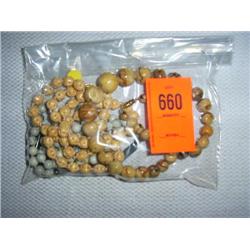 3 necklaces: 1 8mm howlite & hematite, 30"; 1 10mm porcelyn, 24"; 1 graduated tiger coral, from 8mm 