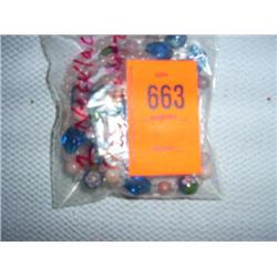 2 necklaces: 1 6mm rose quartz  with porcelyn, crystal, and glass accents, 30"; 1 8mm rose quartz wi