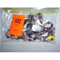 2 necklaces: Rose quartz, amathyst, austrian crystal. One with earrings, 22"