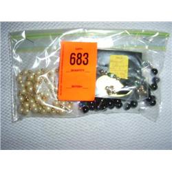 2 necklaces: 1 7mm immitation pearl, 22"; 1 8mm black onyx with lapis and malachite accents, 30", wi