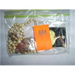 1 8mm riverstone necklace with jasper carved tiger pendant and earrings, 30"