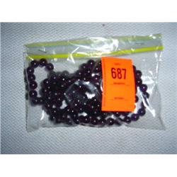 2 10mm hand knotted purple glass necklaces, 30"