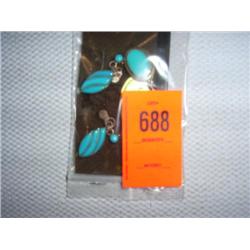 Locket and earring set. Turquoise set in sterling silver. Locket opens.