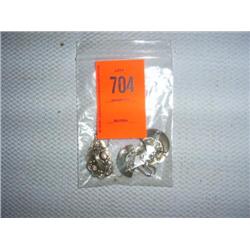 2 pr. Handmade sterling silver earrings inlaid with pink shell